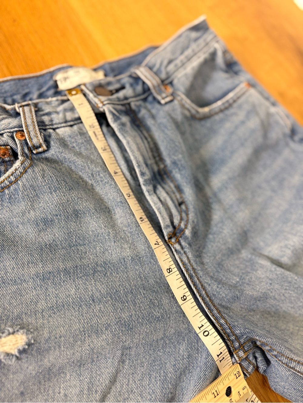 Free People Distressed Light Wash Straight Leg High Rise Jeans Size 28 - Picture 5 of 12